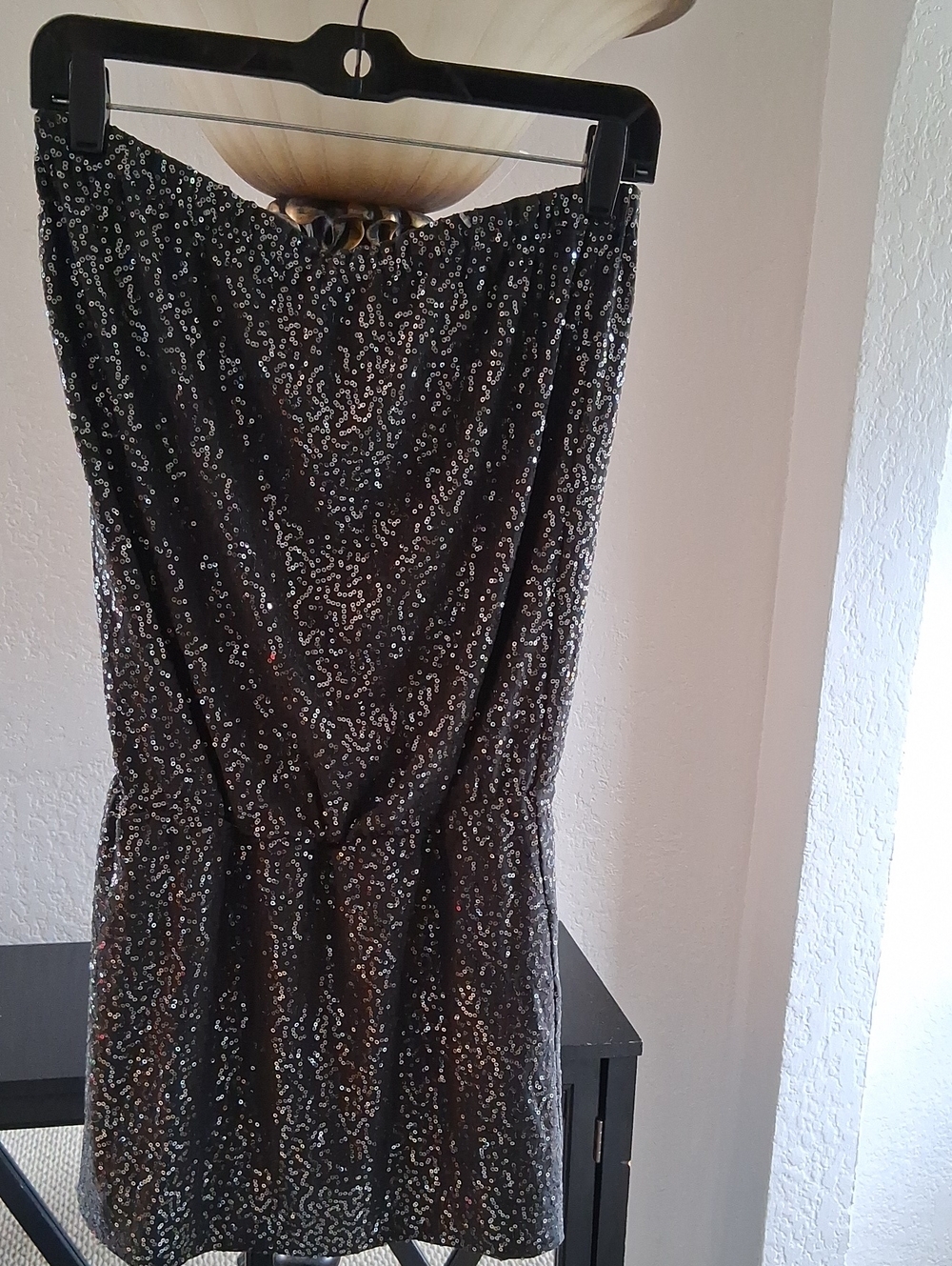 Tibi Black Sequin Strapless Cocktail Dress